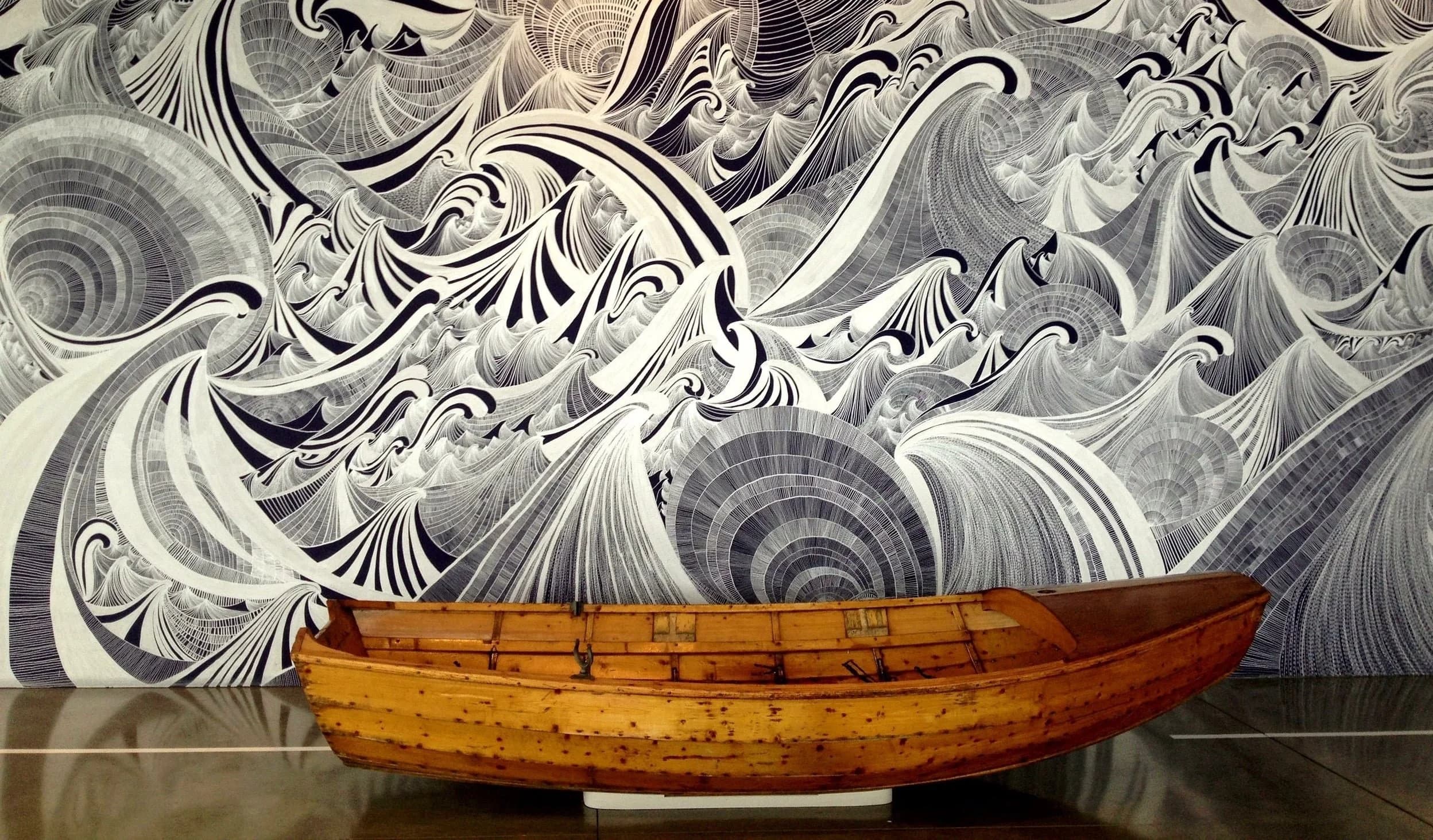 Canoe on the water at dusk